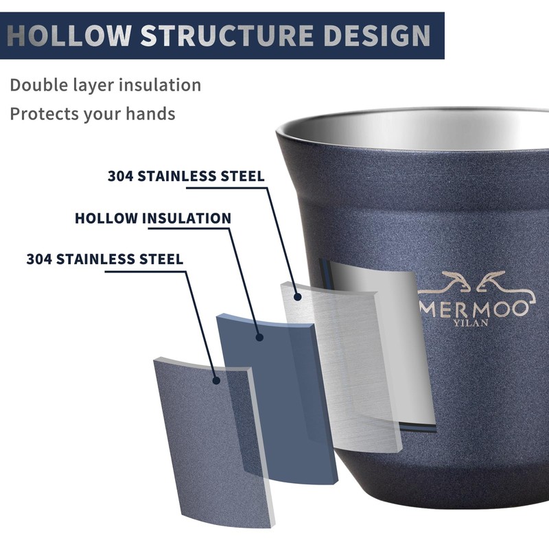 MERMOO YILAN Stainless Steel Espresso Shot Cups (2.7oz) 80ml，Insulated, Mixed