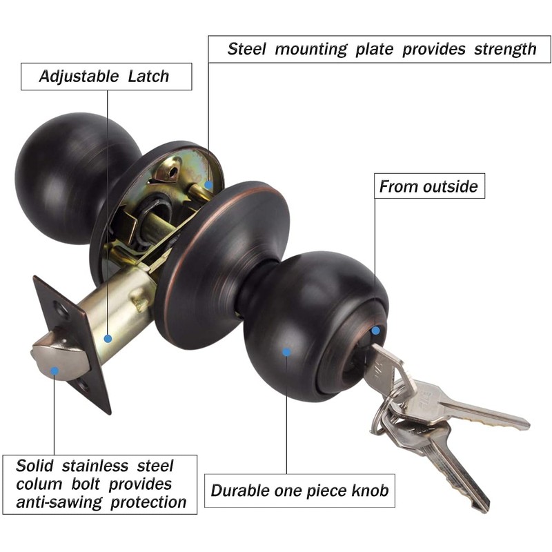 NEWBANG Entry Lock for Exterior Door, Ball Style Keyed Entry