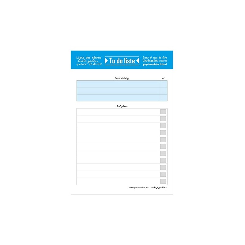 PRICARO A6 Typo-Blue To-Do List (Pack of 5)