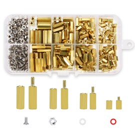 Auauraintt 486 Pieces M2.5 Spacer Hex Spacer Sleeves Brass Male Female PCB Standoff Screw Nut Spacer Thread Standoff Screws for Board Motherboard