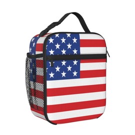 JIMOWANG American Flag Lunch Bags Reusable Tote Lunch Box for Office Work School Picnic Camping Thermal Insulated Meal Bag