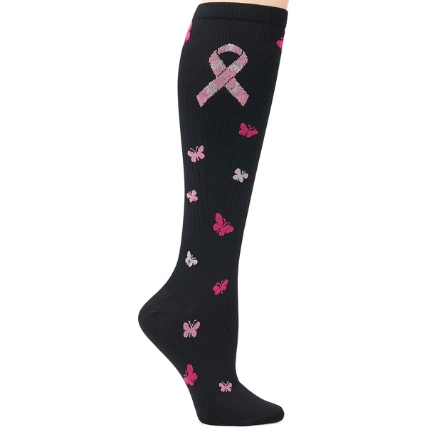 Nurse Mates Compression Socks 12-14 mmHg (Pink Ribbon Butterfly)