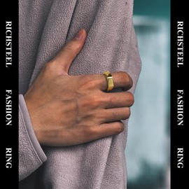 Stainless Steel Irregular Geometric Ring Wedding Band Statement Rings 02-Gold Plated