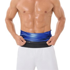 Donason Waist Trainer for Men Sauna Belt Compression Heated Comfort Tight Belt Sweat Band Slimming Gym Workout Exercise Blue