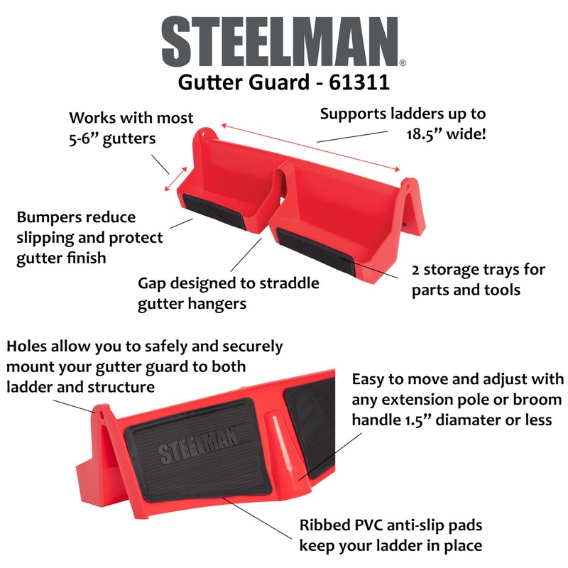 Steelman Gutter Guard and Ladder Stabilizer, Protect Gutters from Scratches