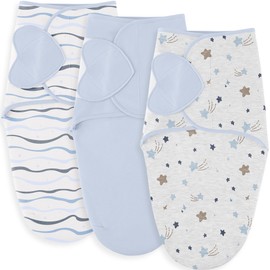 Susurration Swaddle Sleep Sacks 3 Pack 100% Cotton Easy Swaddle Blanket Small Baby Wrap for 0-3 Months Newborn Infants Essentials, Adjustable Wearable Sleeping Sack for Babies Girl Boy (Galaxy)