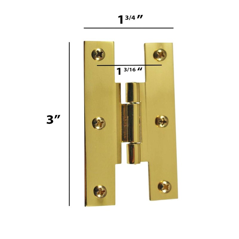 Renovators Supply Manufacturing 3 In Brass H Cabinet Hinge 1/4