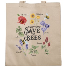 Shirtracer - Cotton Bag - Flowers & Plants - Save the Bees - Save the Bees, 1 natural white, Unit size