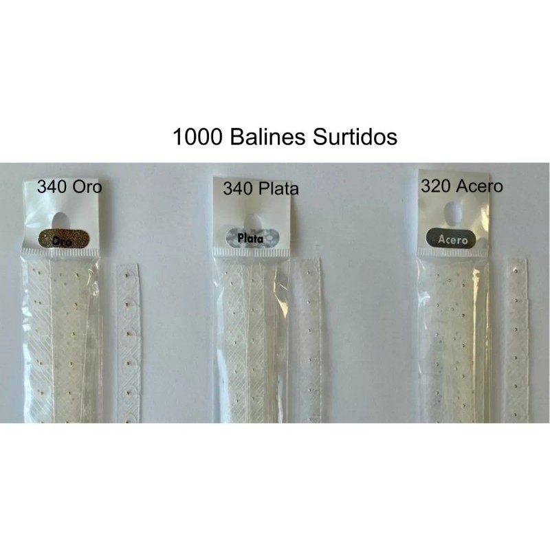 BEC 1000 Balines Parche Transparente Oro, Plata Y Acero