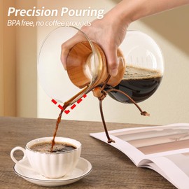 Yopinmall Pour Over Coffee Maker 34 OZ, 10 Cup Borosilicate Glass Drip Coffee Maker with Reusable Stainless Steel Filter and Cork Grip for Home Café 1000 ML