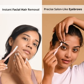 Carmesi Women's Facial Hair Removal Combo | Pack of 1 Face Razor & 1 Eyebrow Razor | Instant & Painless Hair Removal | Eyebrows, Upper Lip, Peach Fuzz, Sideburn, Forehead