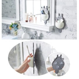 AUGEN Toothbrush Holders For Bathrooms, Self Adhesive Wall Mounted Toothbrush Holders With Suction Cup Hooks For Shower