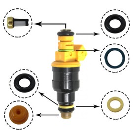 Upgrade 8 Sets 0280150943 Fuel Injector Seal Kits for Ford Bronco 1991-1996 V8 5.8L - O-rings, Pintle Caps, Seal Spacers and Filter Baskets Included