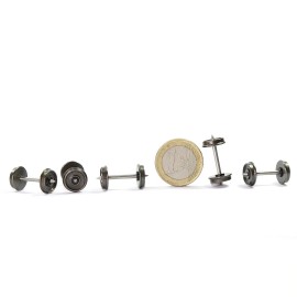 Evemodel 12pcs HO Scale 1:87 36" Metal DC Wheels Metal Axles Wheelsets C8721