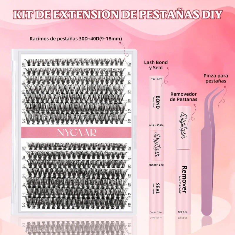 Extensiones Pestañas Diy, Kit De Racimos De Pestañas Mixto