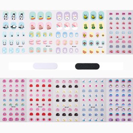 Cute Cartoon Kids Nail Stickers Self Adhesive Full Nail Wraps Colorful Nails Strips Flower Fruit Animals Nails Polish Strips Red Nails Wrap Sticker Bow Polish Stickers for Kids Girls 10 Sheets