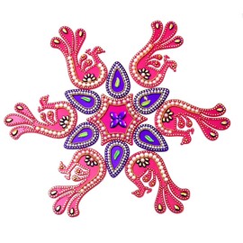 KRIWIN® 10-11 inches Dia - Floor/Wall/Table Rangoli Decorative Showpiece (Acrylic) (Peacock)