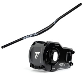 Trail One Components The Crockett Alloy Handlebar 31.8mm Diameter - 25mm Rise Combo with Viking Stem - 31.8mm Clamp, 40mm Length