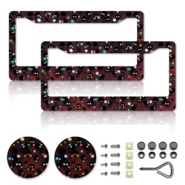 Anime License Plate Frames，Anime Car Accessories for Women and Men ，Cute Soot Sprites License Plate Holder，Aluminum License Plate Frame Fits Standard US Vehicles Size 12.2 x 6 Inch (Black 01-2pcs)