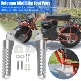 YOXUFA Mini Bike Foot Pegs Footrest Compatible with Coleman BT200X CT200U Trail 200 CT200U-EX CT100u Trail 100 CC100X 196cc 200cc 6.5hp Powersports Motor Left Right Silver 2 pack Parts