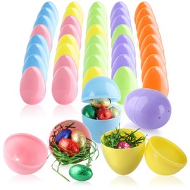com-four® 48 x Filling Eggs - Colourful Plastic Eggs for Filling and Hanging - Hollow Plastic Eggs for Easter - Empty Easter Eggs for Surprises and Small Gifts - Plastic Hollow Body (48 x Colourful)