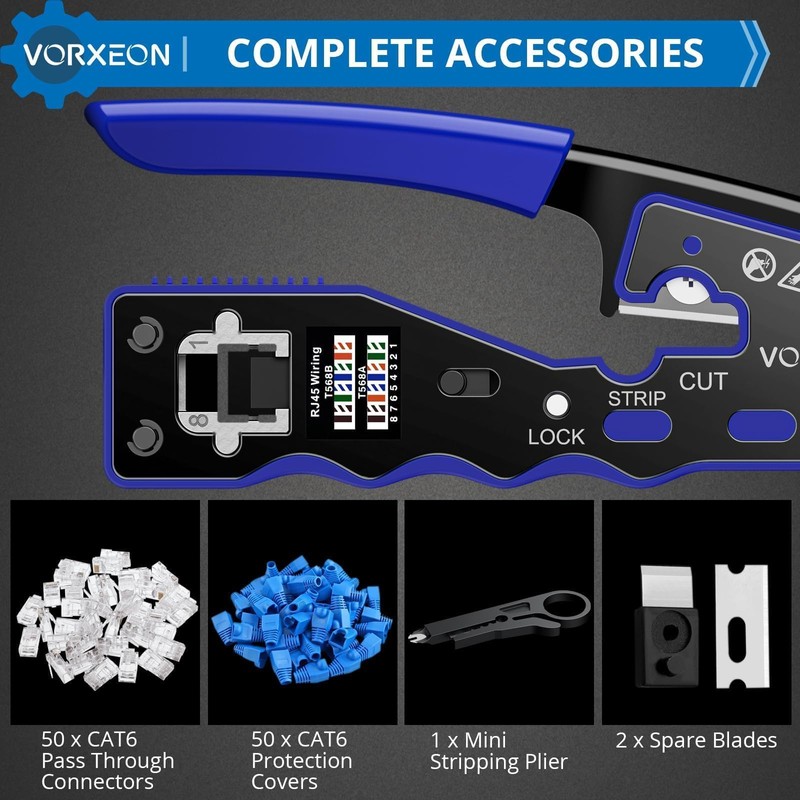 VORXEON RJ45 Crimp Tool Kit Ethernet Cat 6 Crimping Tool