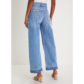 Astylish Womens High Waisted Raw Hem Wide Leg Jeans Stretchy Zimbaplatinum Denim Pants Sky Blue