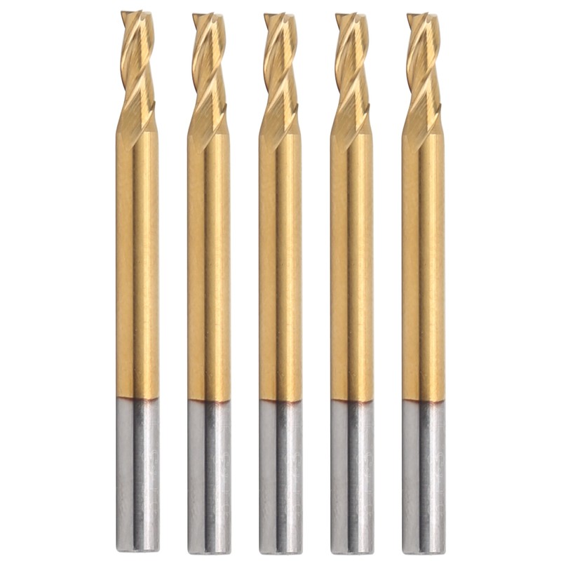 5Pcs 3‑Flute Flat End Milling Cutter Ti Plating Router Bits