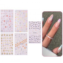 5 Hojas Pegatinas De Uñas De Flores, Calcomanías De Uñas En Relieve 5d, Autoadhesivas, Suministros De Arte Para Uñas, Decoración De Uñas, Para Mujeres y Niñas