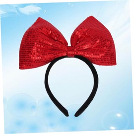 Beavorty Sequin Hair Hoop with Big Bowknot Design Comfortable Headband for Parties Adorable Headdress for Women and Girls Chic Hair Accessories Red