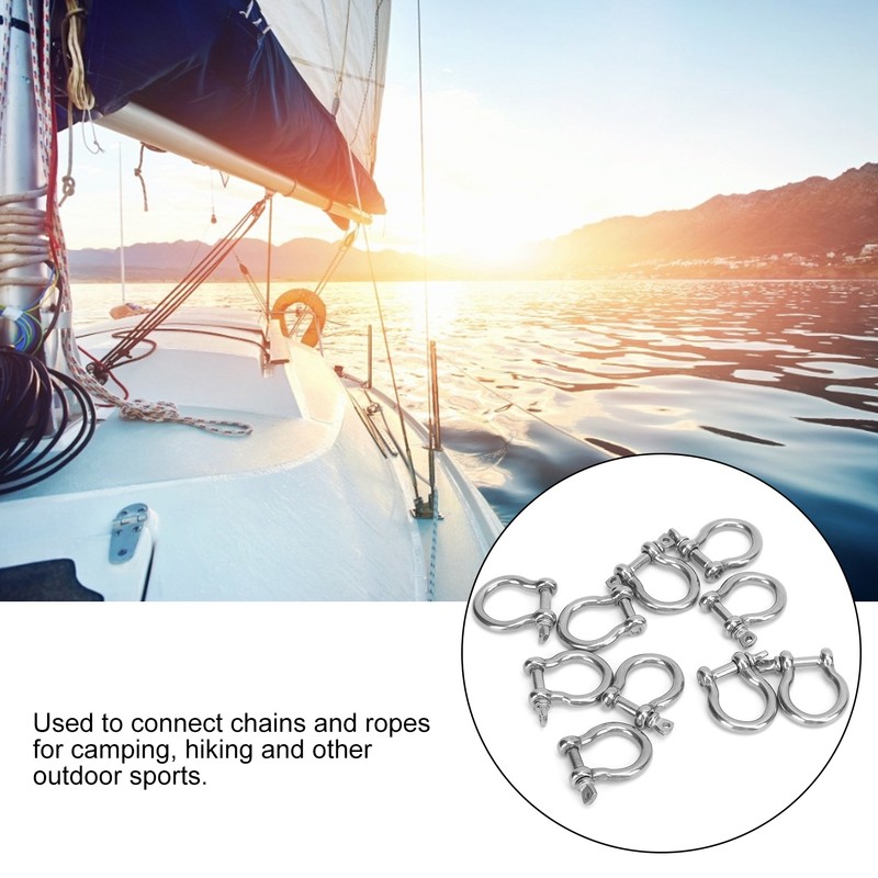 10pcs Bow Shackle Stainless Steel High Hardness D-Ring Anchor for