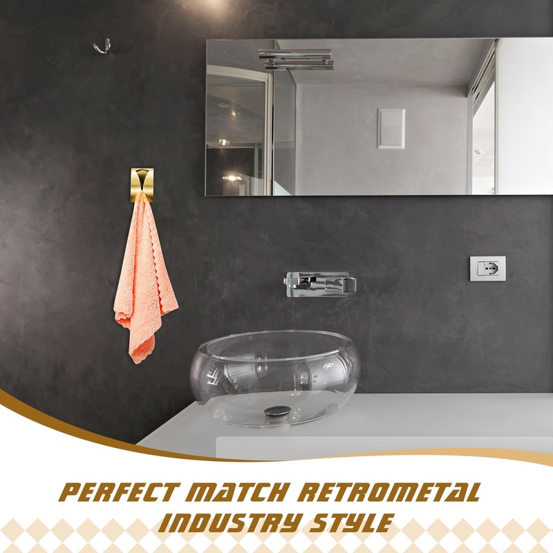 Boao 4 Pcs Self Adhesive Towel Hook Holder Grabber Stainless
