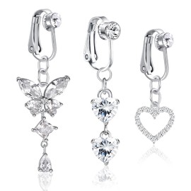 Cinsersr Belly Button Piercing Pack of 3 Fake Belly Button Piercing Clip Simple Design Suitable for Daily Combination of Women and Girls