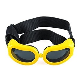 Outdoor Dog Sunglasses Anti-UV Eye Protection Goggles Waterproof Windproof Anti-Fog for Small Pet Puppy Cat (Yellow)