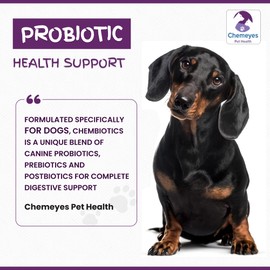 Triple-Action Probiotics for Dogs with Prebiotics & Postbiotics (150g) - Dog Powder Supplement for Upset Tummies, Bloating, Itchy skin, Bad Breath, Healthy Digestion by Chemeyes - All Breeds & Ages