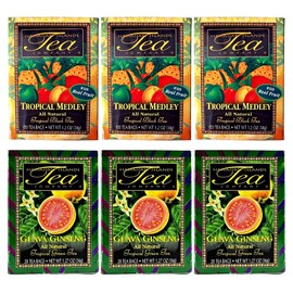 Hawaiian Islands Tea, Tropical Medley and Guava Flavors Combo Bundle (Six 1.27 Oz. Boxes with 20 Tea Bags Per Box)
