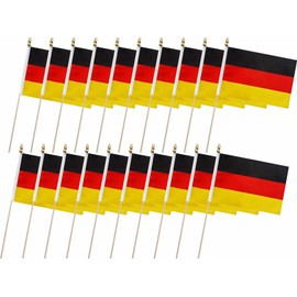 20 Pack Germany Flags German Stick Flag Small Mini Handheld Flags with 12.6inch Wooden Poles for National Day, Club World Cup,Sports Events, Party Decorations (5×8 Inches)