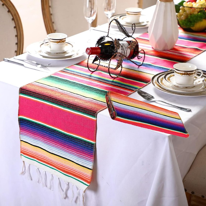 Bessy shop Mexican Table Blanket,Washable Outdoor Picnic Table,Hand Woven Cotton