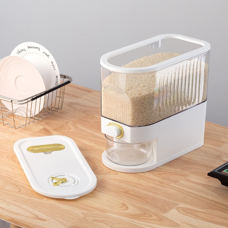 Sooyee 11Lbs Rice Dispenser, Large Grain Container Storage with Lid