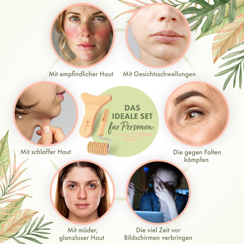 MagicBeech - Face Massager Set: Madero Massage Roller & Face