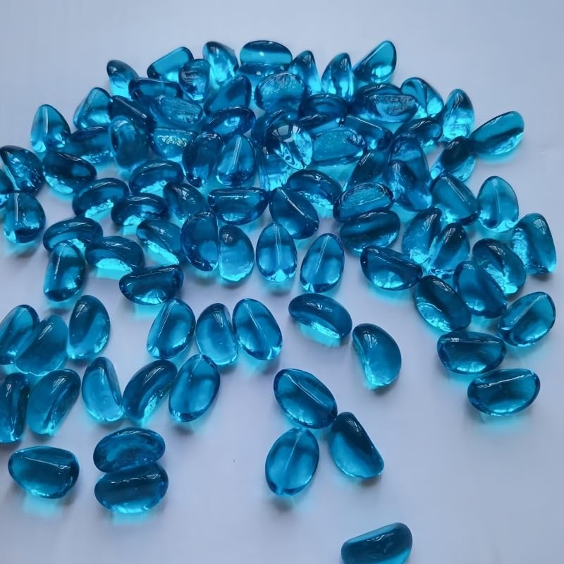 DODXIAOBEUL 2.2LB Blue Aquarium Gravel,Sea Glass Beads,Decorative Pebbles,Small Rocks for