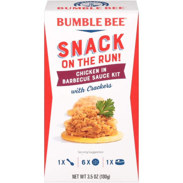 BUMBLE BEE Snack on the Run! BBQ Chicken with Crackers Kit, 3.5 Ounce Kit (Pack of 12), High Protein Snack Food, Canned Chicken, Made with Chicken Breast, Healthy Snacks for Adults