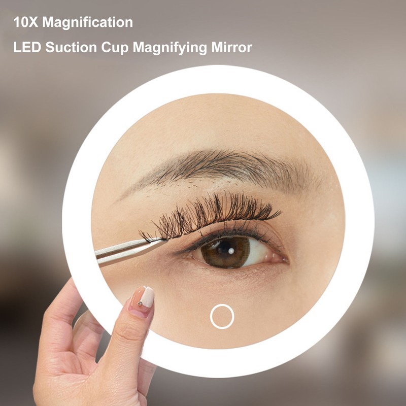 5.6inch Handheld Magnifying Makeup Mirror Triple Suction Cup 10X Magnification