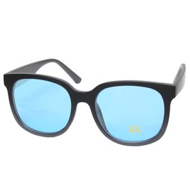 [One Colors] Non-prescription glasses Men's Big Frame Wellington Sunglasses UV Cut Ladies Unisex, black/blue, Free size