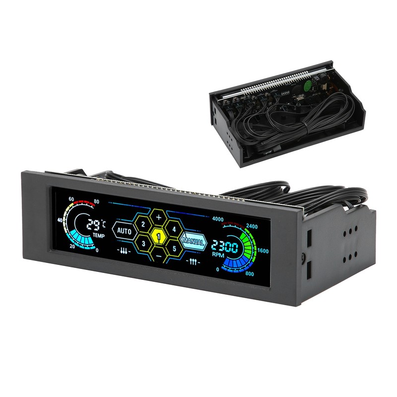 Computer Temp Monitor PVC Lens Panel Display 5 Sets Fan