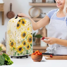 ASQVTIFE Sunflower Coffee Machine Dust Cover Yellow Music Appliance Dust Covers Anti Fingerprint Polyester Dust Proof Blender Cover for Home Kitchen Fall Blender Juicer Dust Cover