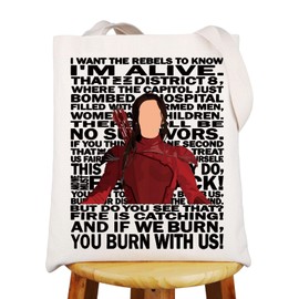 JNIAP Katniss Fans Tote Bag Hunger Movie Inspired Gifts District 12 Gifts Katniss Quote Shoulder Bag, I'm Alive, Large, Fit