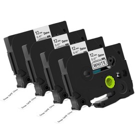 Doree Tze-231 (4-Pack) Compatible with Brother TZE231 TZe-231 Label Tape, 12mm Wide, Black on White, Suitable for PT-H100LB/R, PT-H105, PT-H100LB, H110, H107B, D200/BW, E100