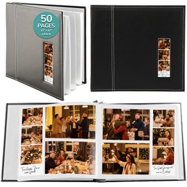 pbf Scrapbook Photo Album 12x12, Guest Book with Photo Insert, Scrapbook Album for Pictures, Memory Book, Wedding 2x6 printed pages photobooth