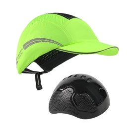 HEARMOR Lightweight Bump Cap with Reflective Stripes, Breathable Baseball Cap Style, Head Protection Hard Hat for Men and Women, Lime